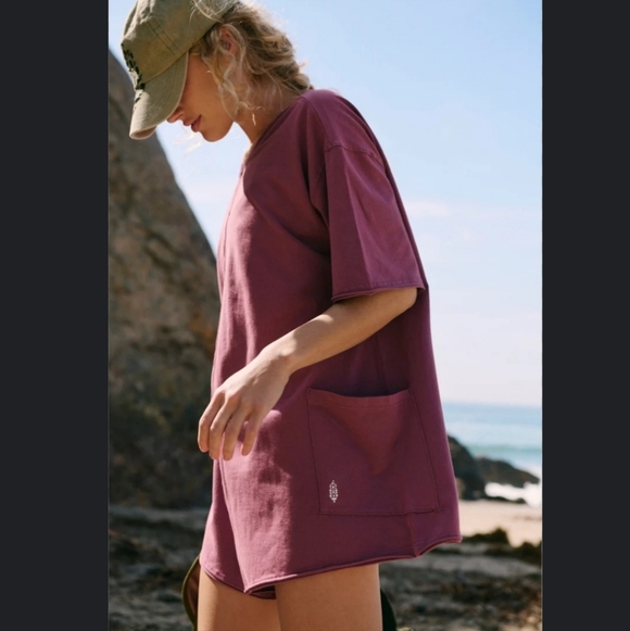 FP Movement by Free People Pants - NWT Free People Movement Brown Cotton Blend Hot Shot Tee Romper Women Size L